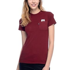 Burgundy RIPNDIP Pocket T-shirt